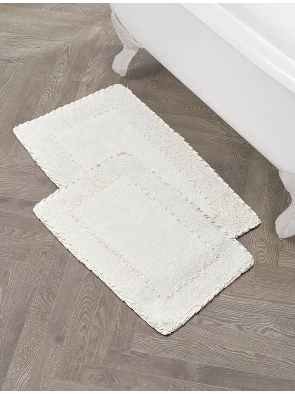 Beige Plush Bath Mat Set - Soft Absorbent Rugs for Bathroom by Laura Ashley